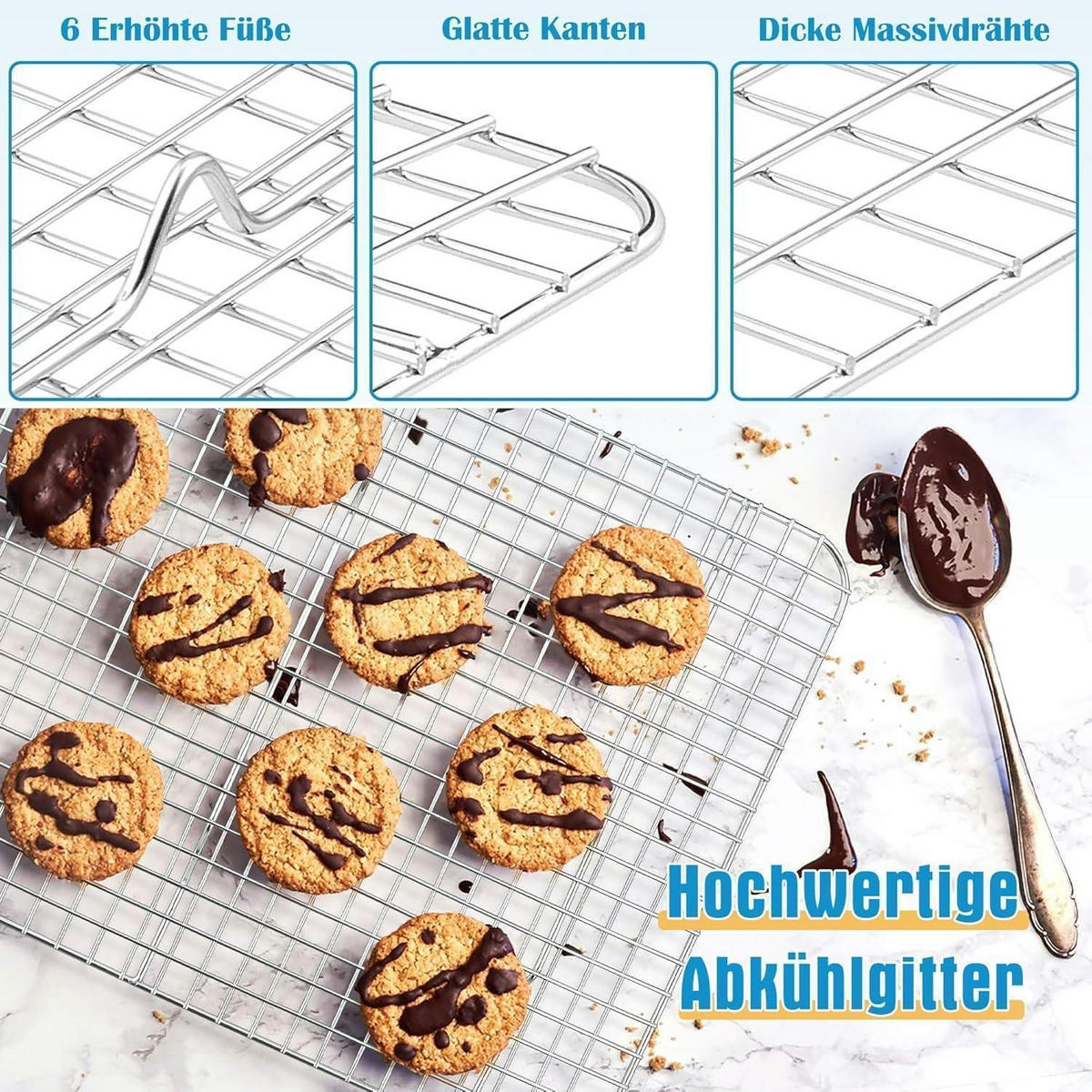 BACKBLECH mit Abkühlgitter 40,5 x 30,5 cm Set - Silberfarben, Metall (30.5/2.5/40.5cm)