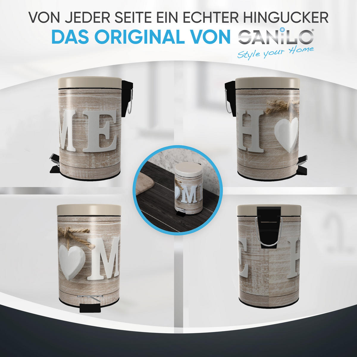 KOSMETIKEIMER Home - Hellbraun/Beige, Kunststoff/Metall (17/25/25cm) - Sanilo