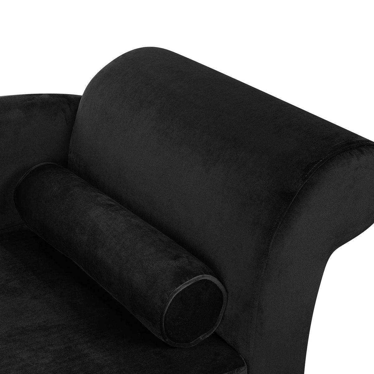 CHAISELONGUE Samtstoff schwarz rechtsseitig Luiro - Dunkelbraun/Schwarz, Textil (160/77/70cm) - Beliani