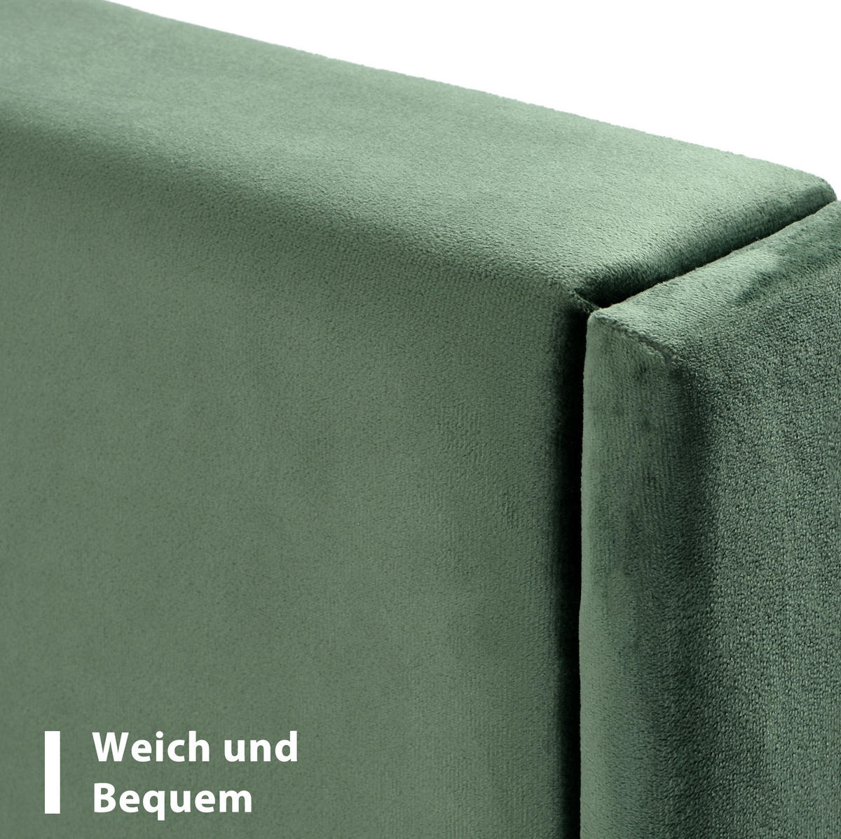 POLSTERBETT 90/200 cm mit Lattenrost, gepolstertem Kopfteil & rutschfesten Füßen, grün - Grün, Textil (90/200cm) - Redom