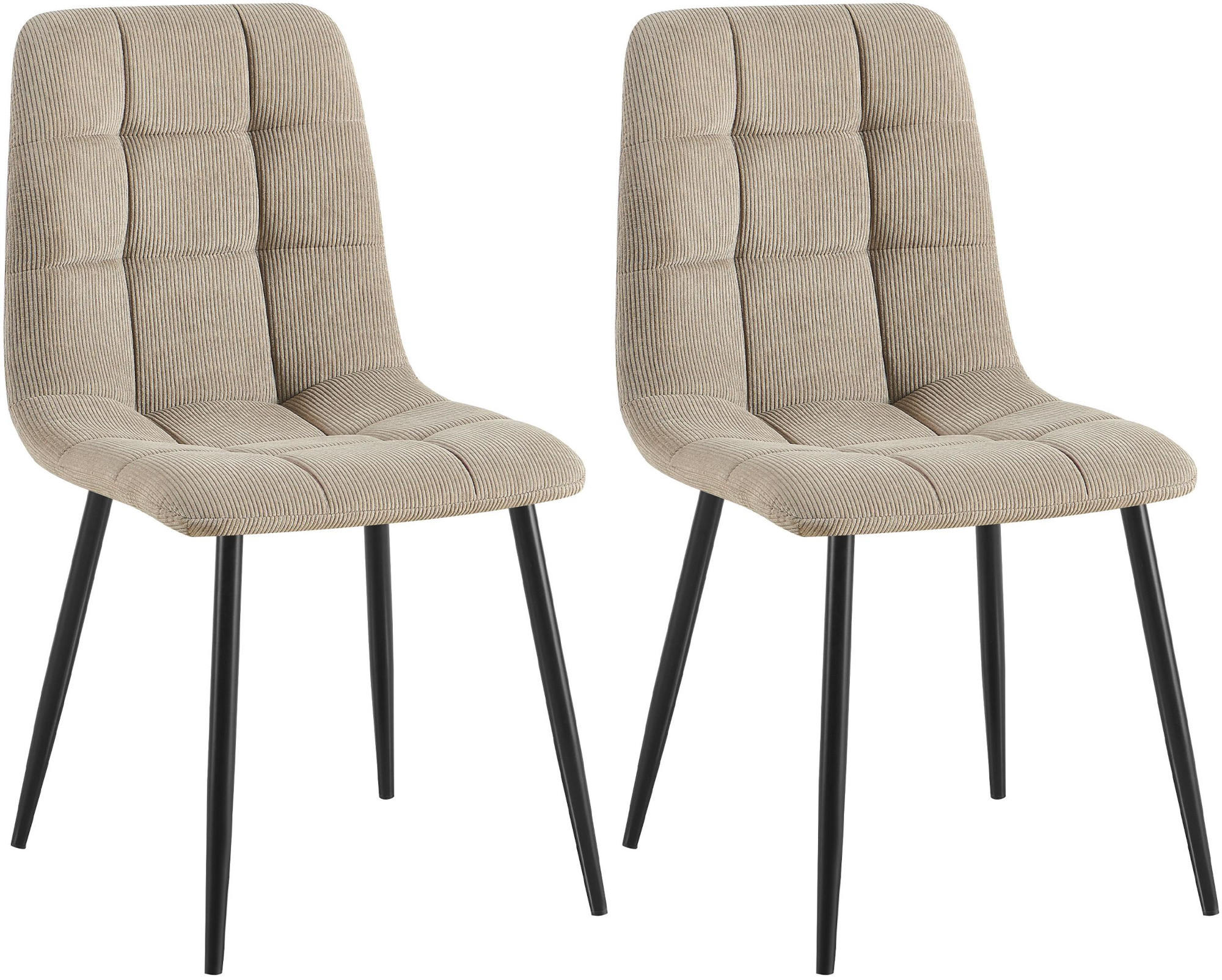 STUHL 2er Set Cord Taupe - Taupe/Schwarz, Textil/Metall (45/84/55cm) - CLP