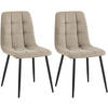 STUHL 2er Set Cord Taupe - Taupe/Schwarz, Textil/Metall (45/84/55cm) - CLP