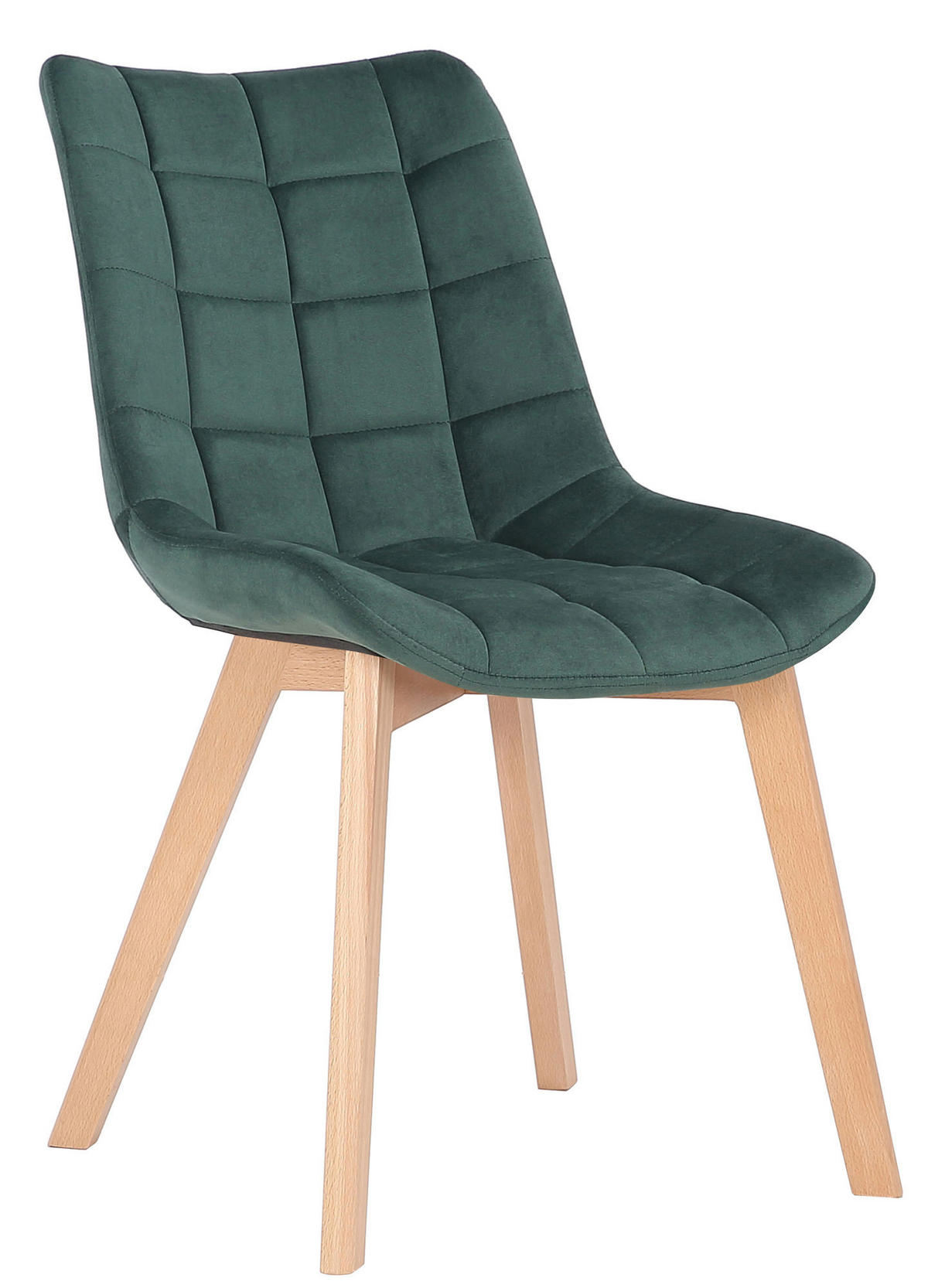 STUHL 2er Set Samt Grün - Eukalyptusholzfarben/Grün, Holz/Textil (46/82/61cm) - CLP