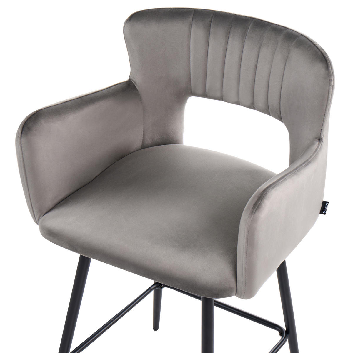 BARSTUHL 2er-Set Samtstoff Hellgrau Sanilac - Hellgrau, Textil (53/94/51cm) - Beliani
