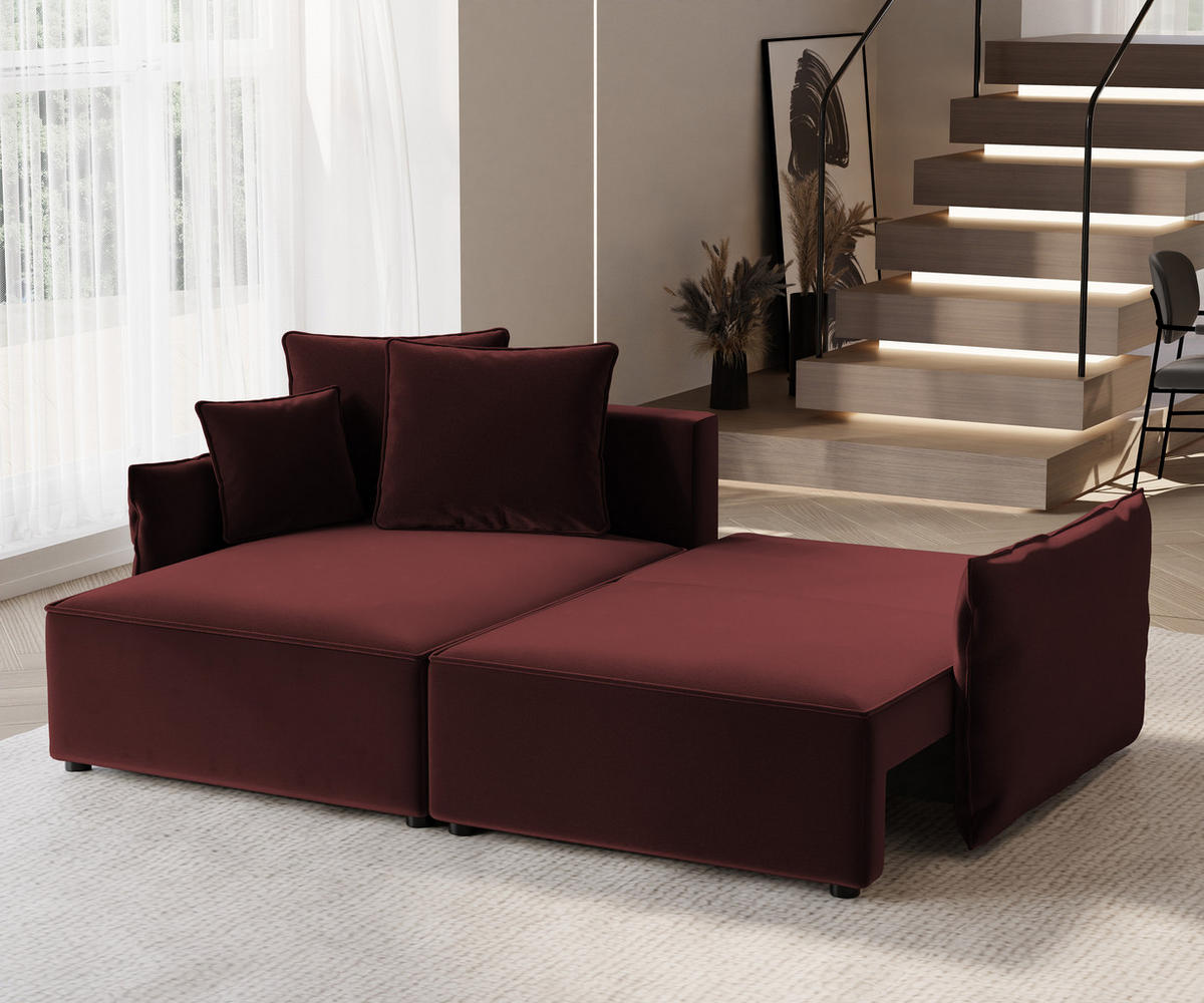 ECKSOFA LEON mit Schlaffunktion und Bettkasten Rot - Rot, Holzwerkstoff/Kunststoff (250/90cm) - Idohome