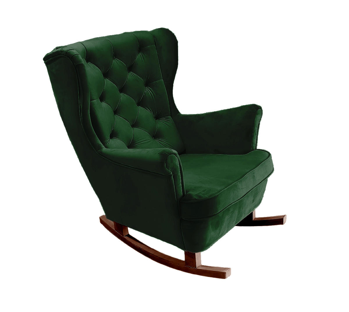 SCHAUKELSESSEL mit gepolstertem Sitz und Armlehnen, 102x81x95 cm, Grün_29848 - Braun/Grün, Holz/Textil (81/102/95cm) - DomoHome