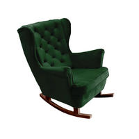 SCHAUKELSESSEL mit gepolstertem Sitz und Armlehnen, 102x81x95 cm, Grün_29848 - Braun/Grün, Holz/Textil (81/102/95cm) - DomoHome