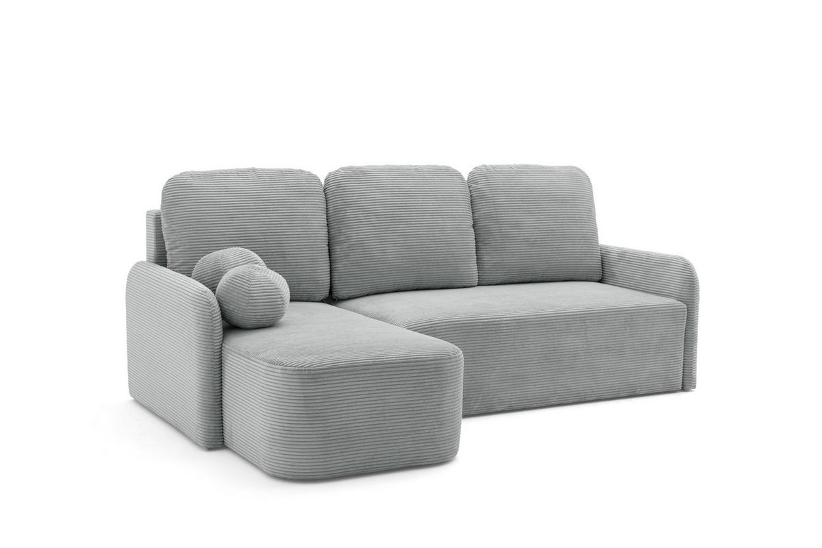 ECKSOFA CASPER L Links mit Schlaffunktion 132x198 Cord Grau - Schwarz/Grau, Holz/Kunststoff (217/145cm) - NACANAPA