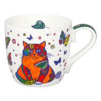 KAFFEEBECHER Colourful Animals Cat - Naturfarben, Keramik (0.42L) - Könitz