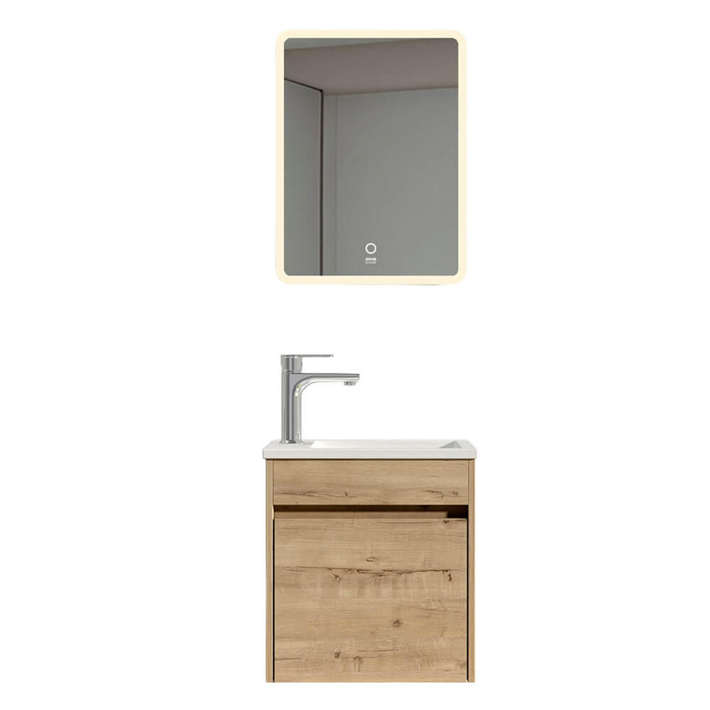 BADMÖBEL Komplettset BORKUM – Eiche - Eichefarben, Holzwerkstoff/Textil (45/48/25.5cm) - Home Deluxe