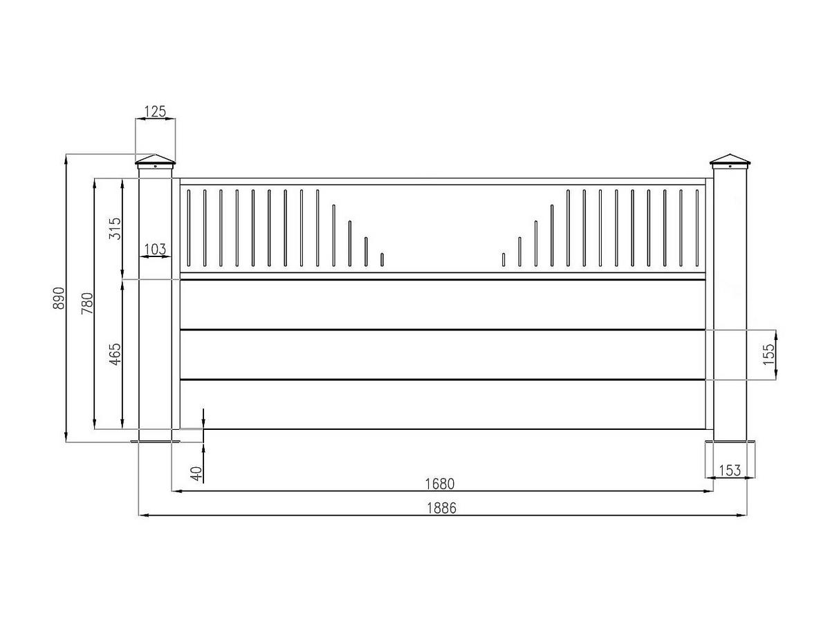 ZAUN - 168cm x 15.3cm - Aluminium - anthrazitgrau - BAZIO - Anthrazit, Metall (168/78cm) - Vente-Unique