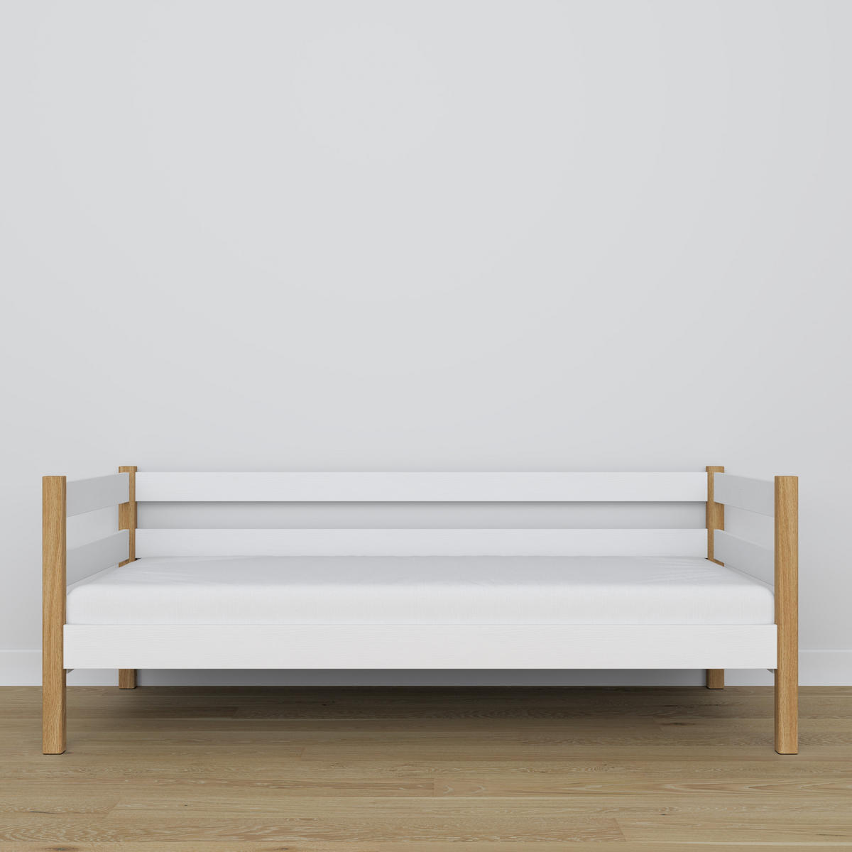 TAGESBETT Weiß / Eiche Natur 120/200 - Eiche Artisan/Weiß, Naturmaterialien/Holz (120/200cm) - N-Wood
