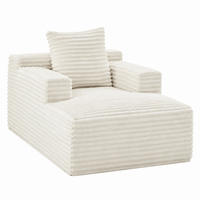 CHAISELONGUE aus Cord Beige - Beige, Kunststoff (81.03/49.78/116.84cm) - Meubliv