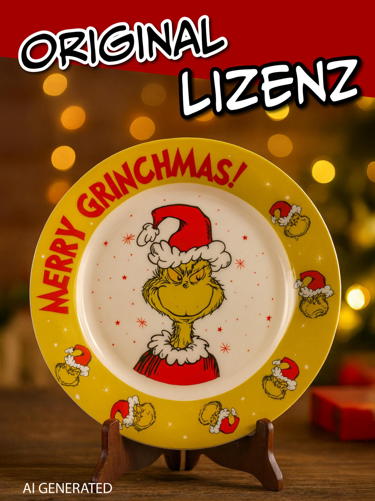 PLATZTELLER The Grinch Merry Grinchmas Grün 26,5 cm - Grün, Keramik (26.5cm) - United Labels