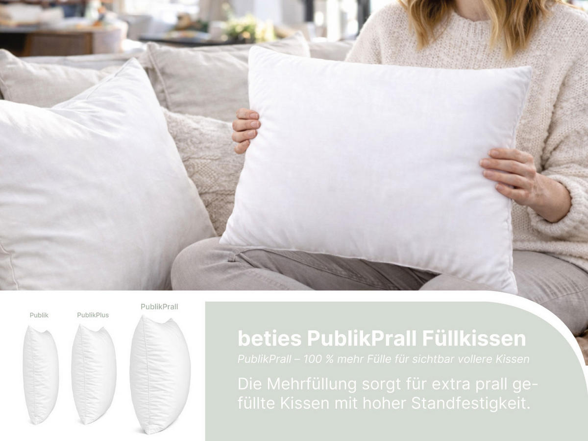 FEDERKISSEN PublikPrall 80/80 cm - Beige/Creme, Naturmaterialien/Textil (80/80cm) - beties Heimtextil