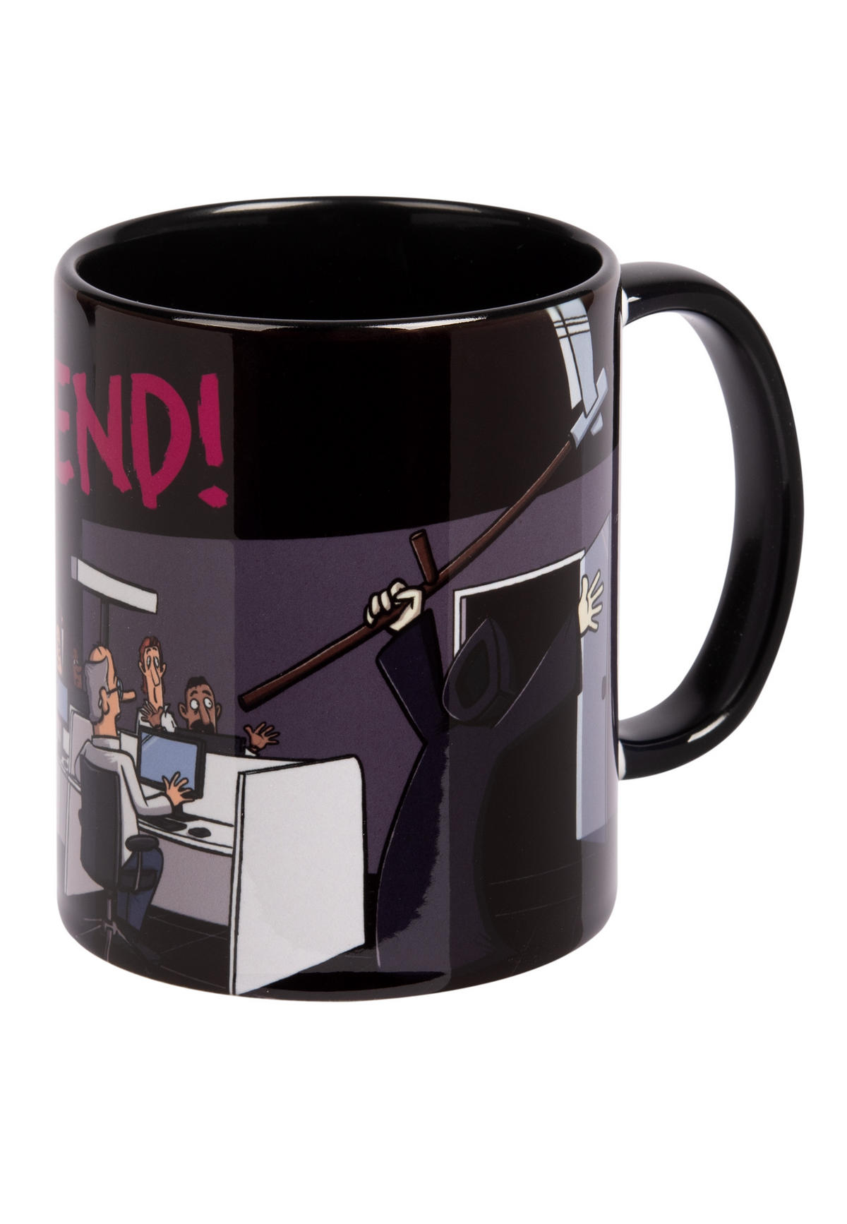 KAFFEEBECHER Tot aber lustig Feierabend! Weiß 320 ml - Weiß, Keramik (0.32L) - United Labels