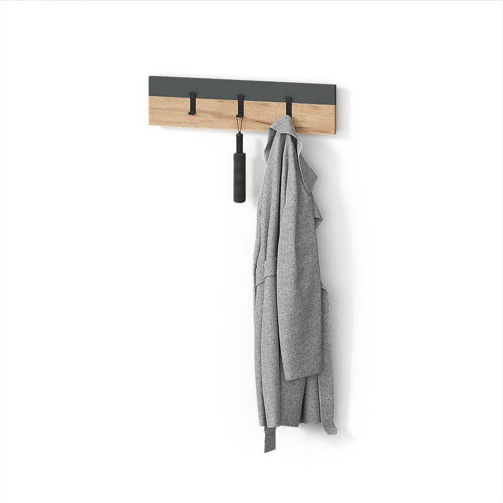 WANDGARDEROBE Ortello Anthrazit/Goldkraft Eiche 60 x 15 cm - Honigeiche/Anthrazit, Holzwerkstoff (60/15/1.6cm) - Livinity®