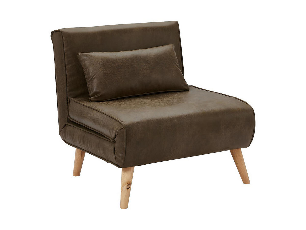 FUTONSESSEL - Microfaser - Vintage Look - Braun - POSIO - Braun, Textil (74/75/78cm) - Vente-Unique