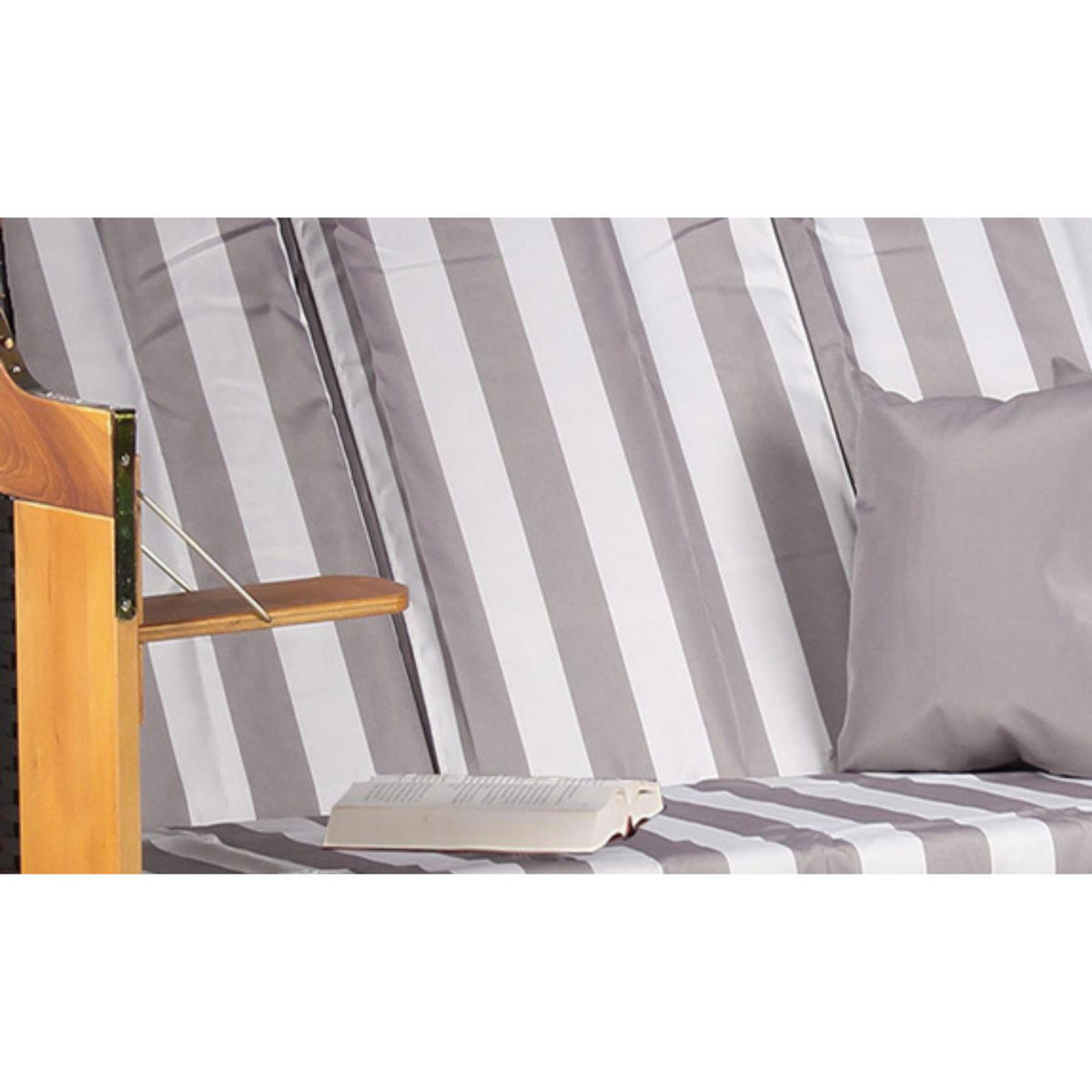 STRANDKORB XXL Ostsee 3Sitzer PE Schwarz - Schwarz/Braun, Metall (160/160/80cm) - Mr. Deko