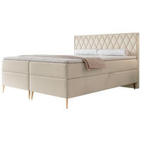 BOXBETT Caresso Hellbeige, Velours, 160x200 cm - Ecru/Goldfarben, Textil/Metall (160/200cm) - Selsey