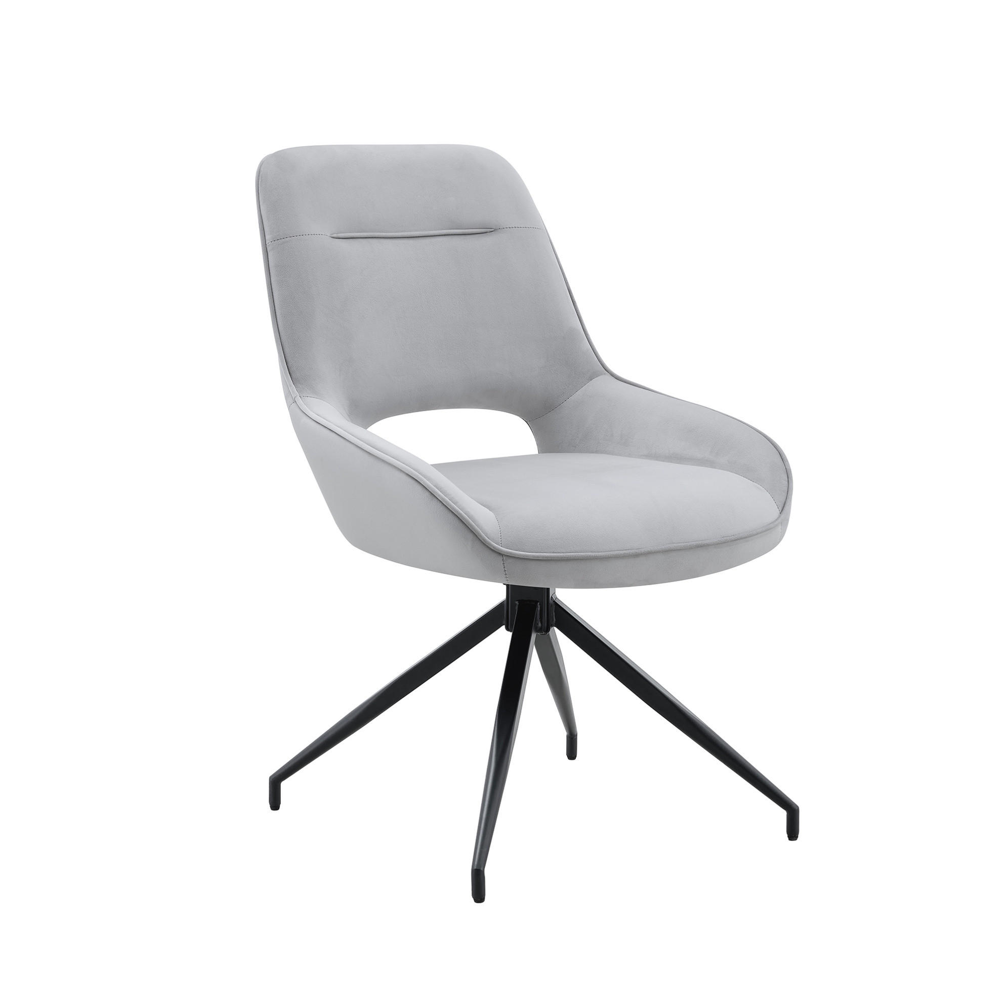 ESSZIMMERSTUHL 2er-Set drehbar Velours Hellgrau/Schwarz - Hellgrau, Metall (50/87/50cm) - Meubliv