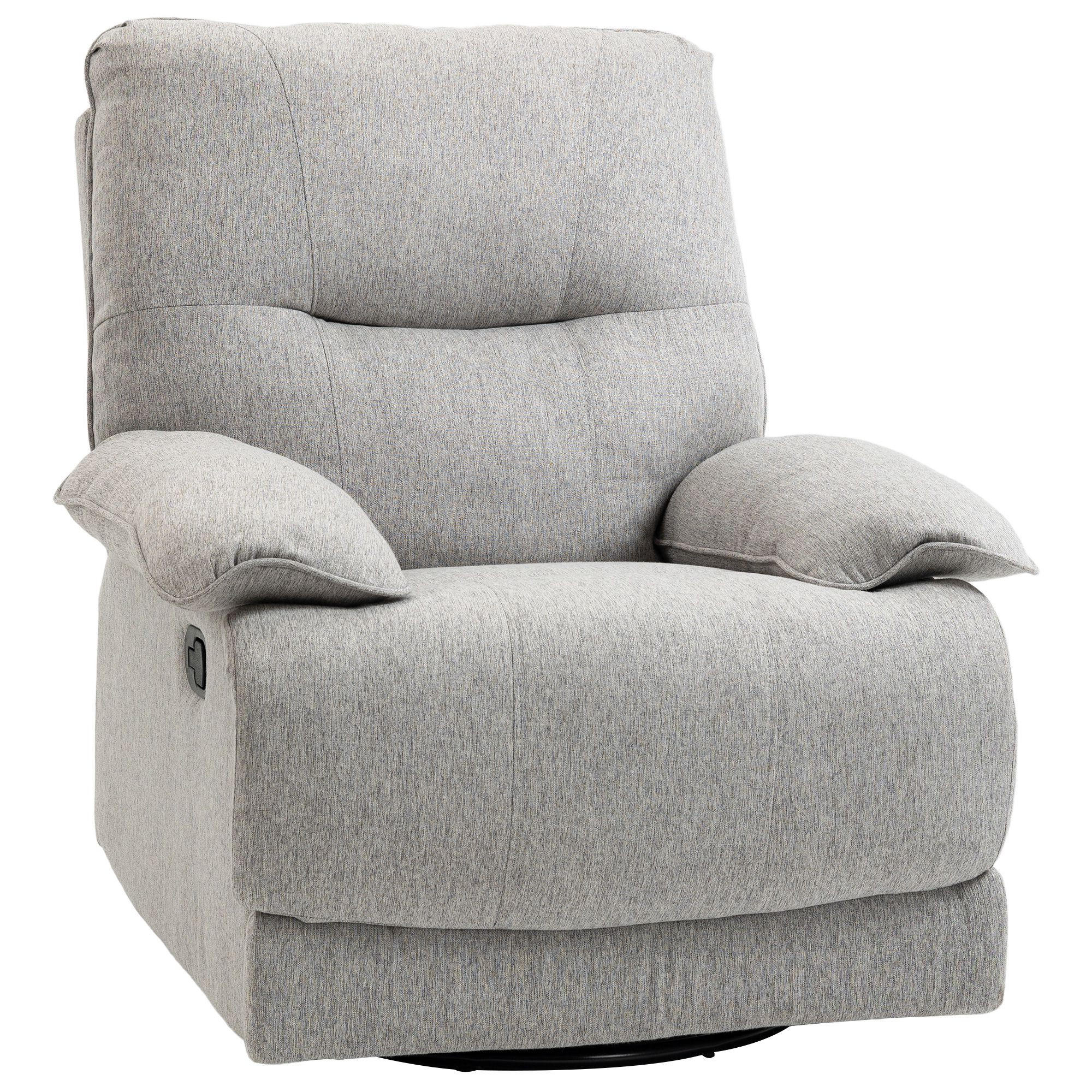 RELAXSESSEL DE-06298 mit Liegefunktion, Fußstütze, bis 150° neigbar Hellgrau - Hellgrau, Holzwerkstoff/Textil (98/101/89cm) - ComfortXL