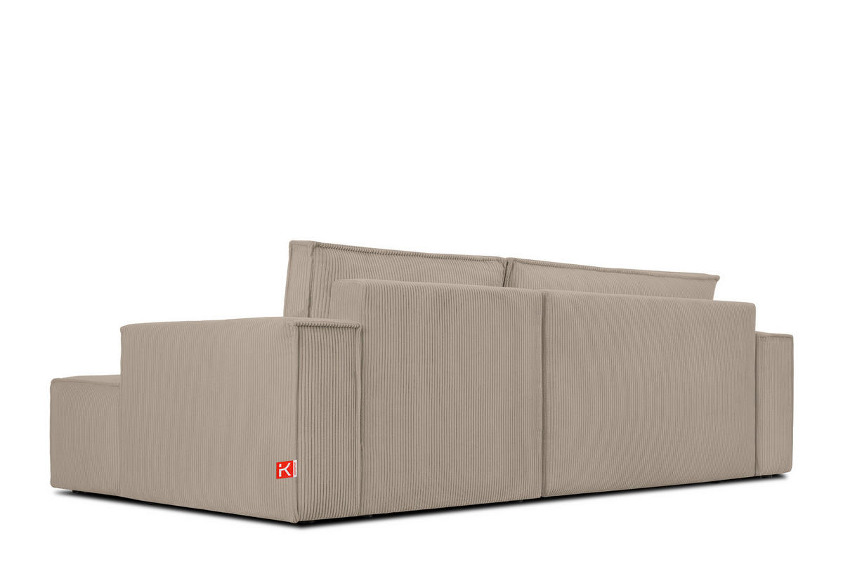 ECKSCHLAFSOFA-RECHTS NAPI in Pet Friendly Cord-Stoff, beige - Beige/Schwarz, Textil (262/148cm) - KONSIMO®