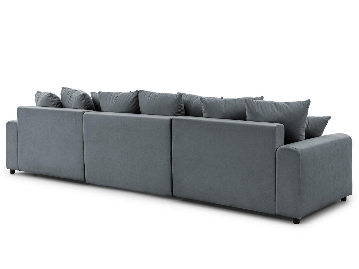 WOHNLANDSCHAFT Calma mit Schlaffunktion und Bettkasten im Bumpy-Design aus weichem Dunkelgrau Webstoff - Dunkelgrau/Schwarz, Holz/Textil (336/88/140cm) - S-Style