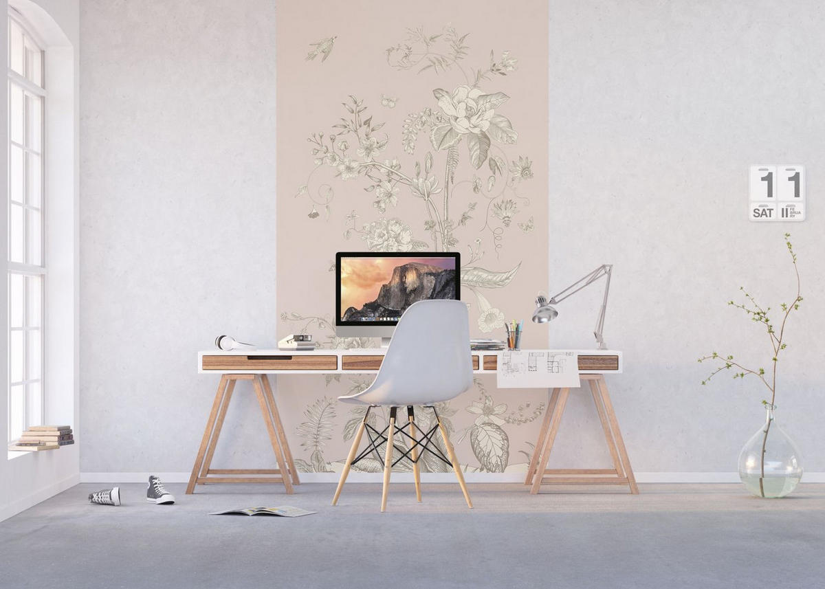 FOTOTAPETE Blumenmuster 270 x 150 cm - Beige, Papier (270/150cm) - Sanders & Sanders
