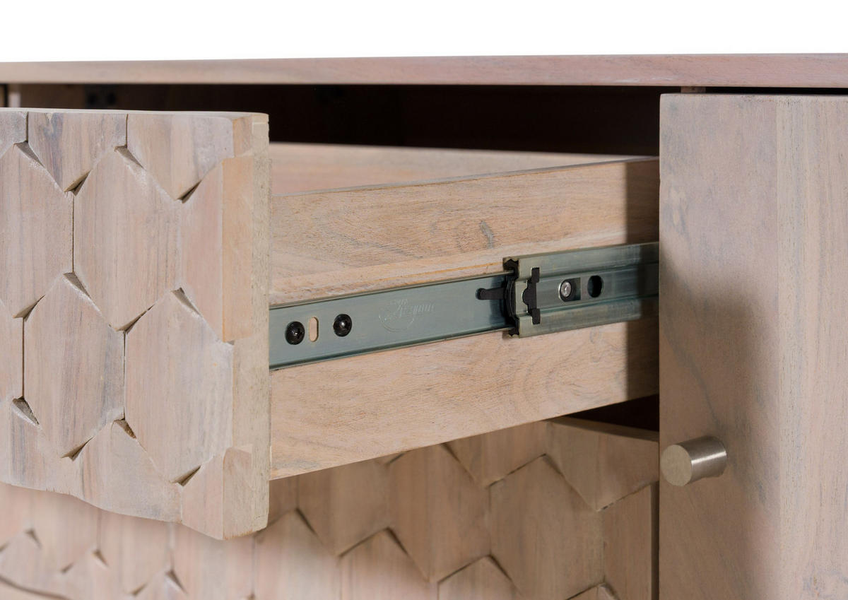 TV-BOARD Akazie 220x40x49 weiß lackiert MOSAYK #220 - Weiß, Holz (220/49/40cm) - Massivmoebel24