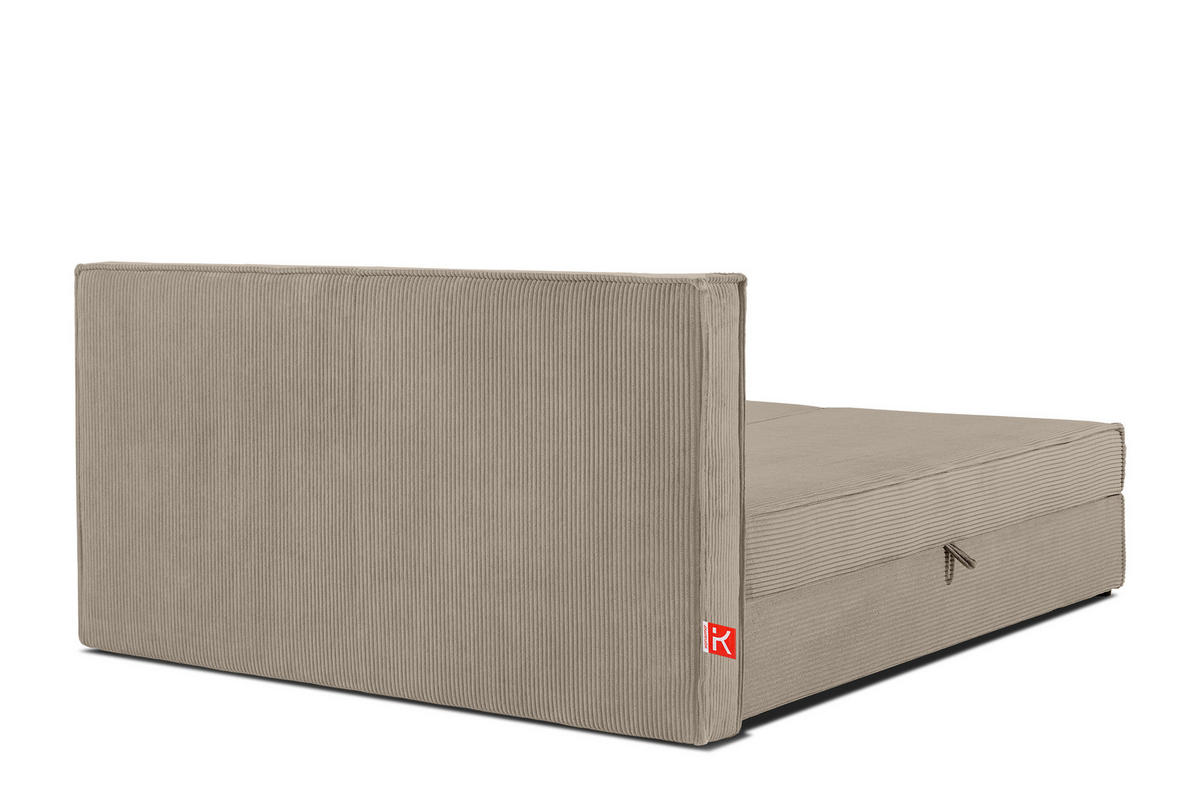 BOXSPRINGBETT ROTI mit Stauraum, beige - Beige/Schwarz, Holz/Holzwerkstoff (180/200cm) - KONSIMO®