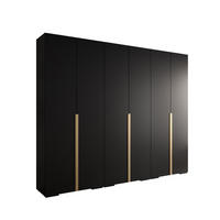 DREHTÜRENSCHRANK 236.7/300/47 6-türig - Goldfarben/Schwarz, Holz/Metall (300/236.7/47cm) - MÖBEL KRYSPOL