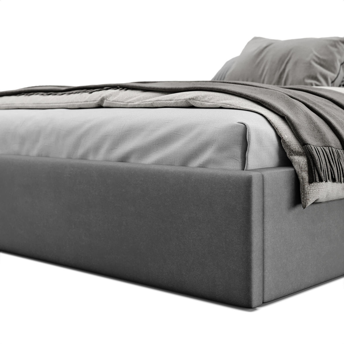 POLSTERBETT 120x200cm Bett mit Stauraum Lattenrost Graphit - Graphitfarben, Holz/Holzwerkstoff (120/200cm) - Muralo