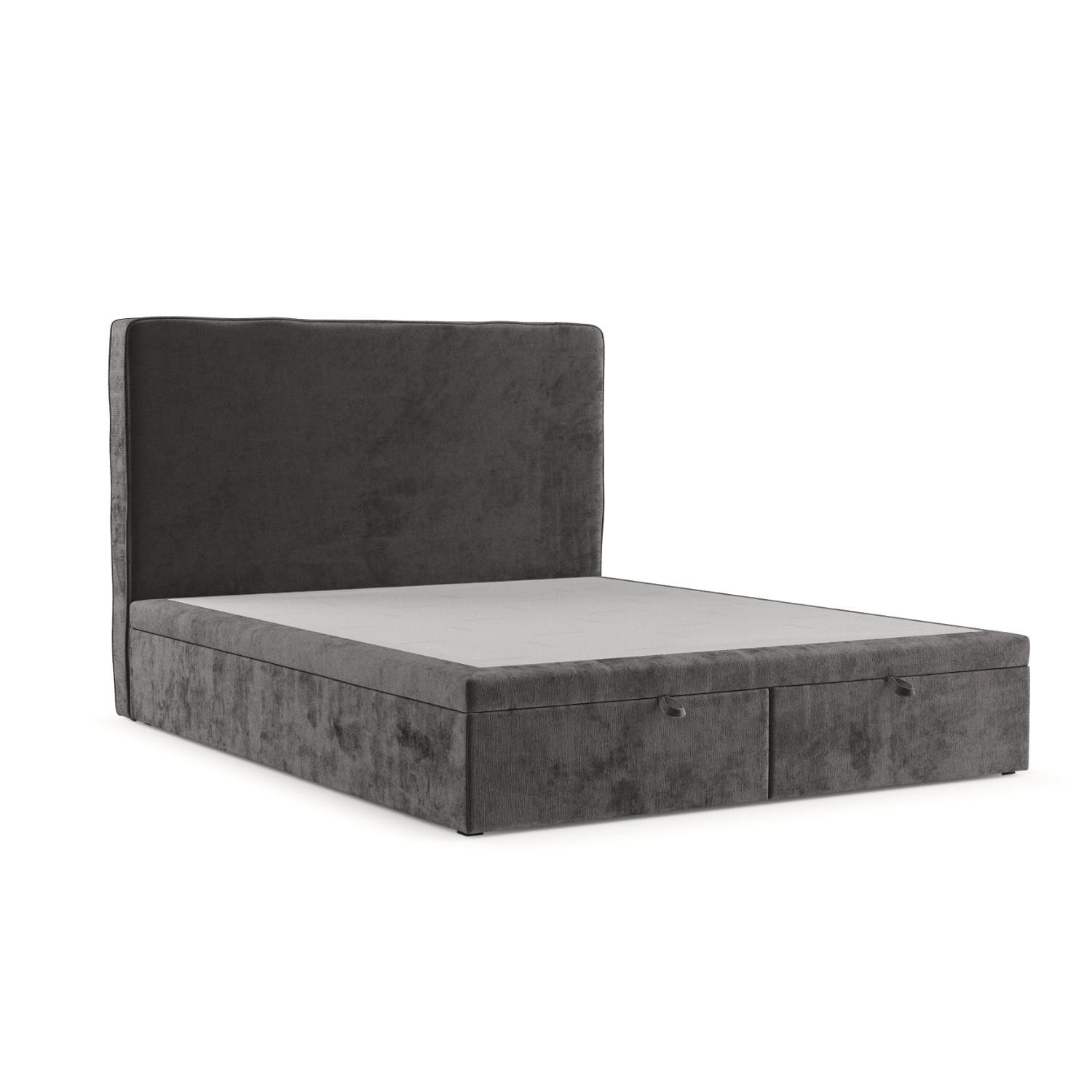 POLSTERBETT Hush mit Stauraum 180/200 cm Stahl im Lotta Stoff - Schwarz/Graphitfarben, Holz/Holzwerkstoff (180/200cm) - AltaBeds
