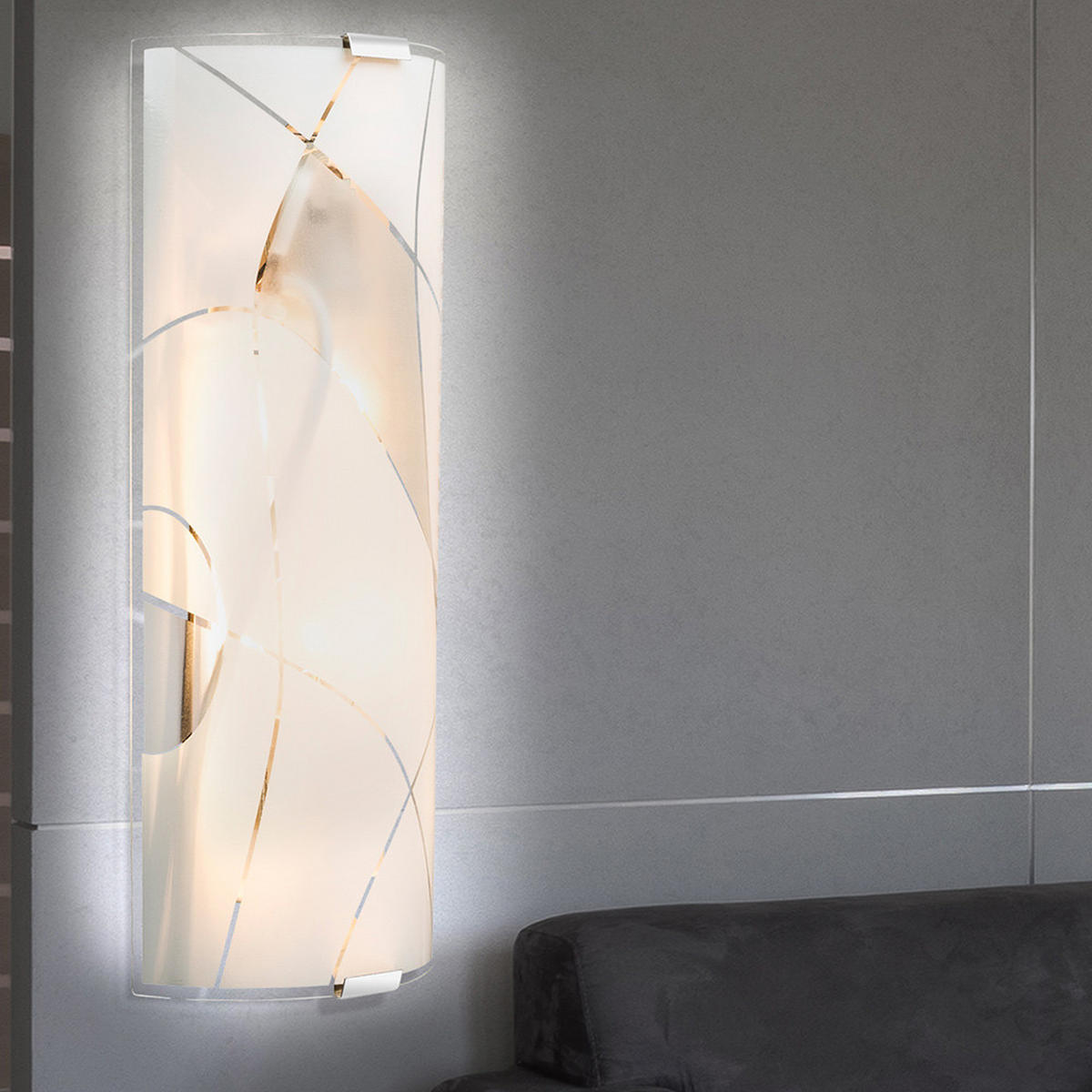 LED WANDLEUCHTE Metall Chrom Weiß - Weiß, Glas (15/6/36cm) - Globo Lighting
