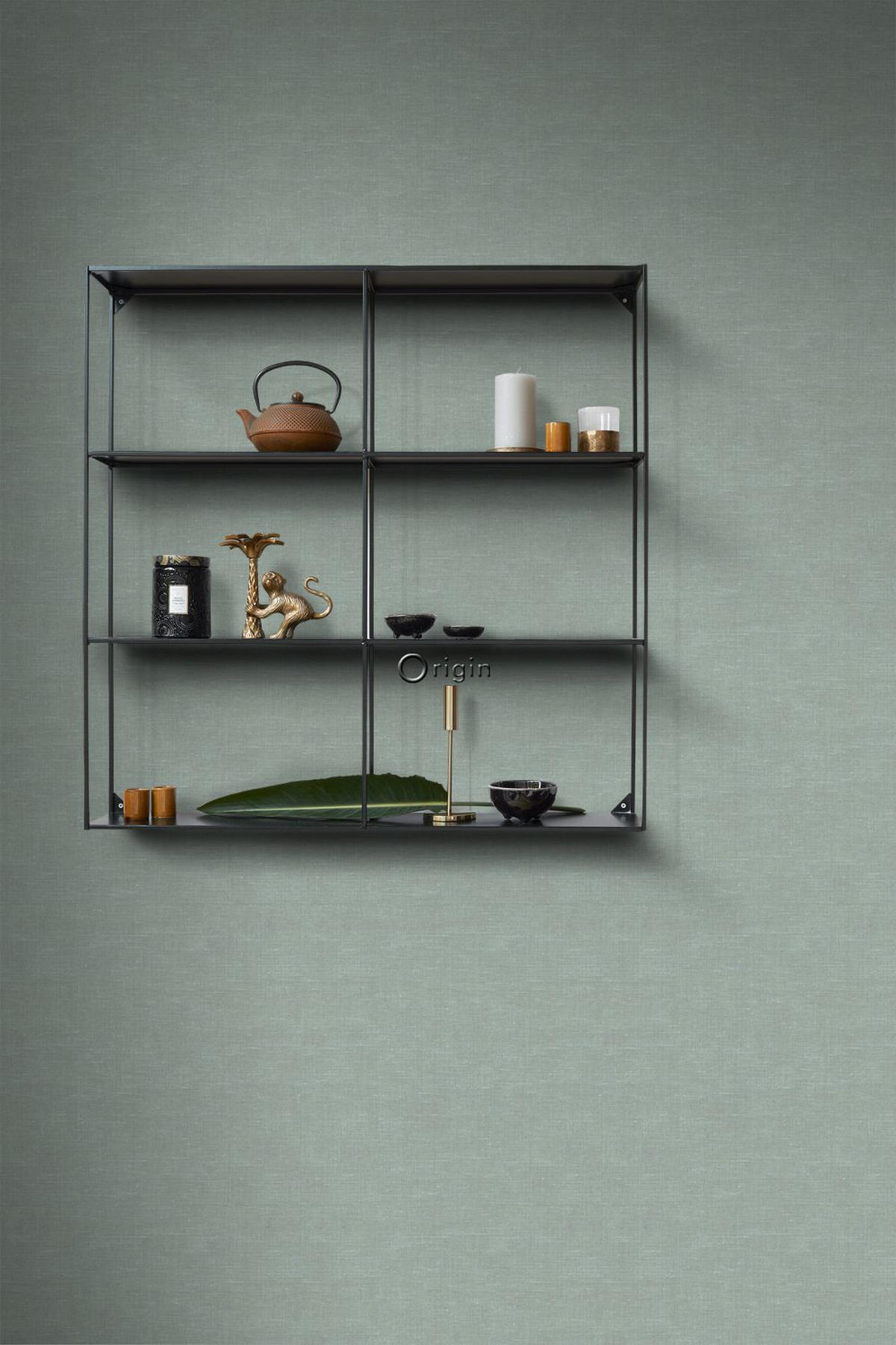 TAPETE Leinen-Optik 53 cm x 10.05 m - Grün, Papier (53/1000cm) - Origin Wallcoverings