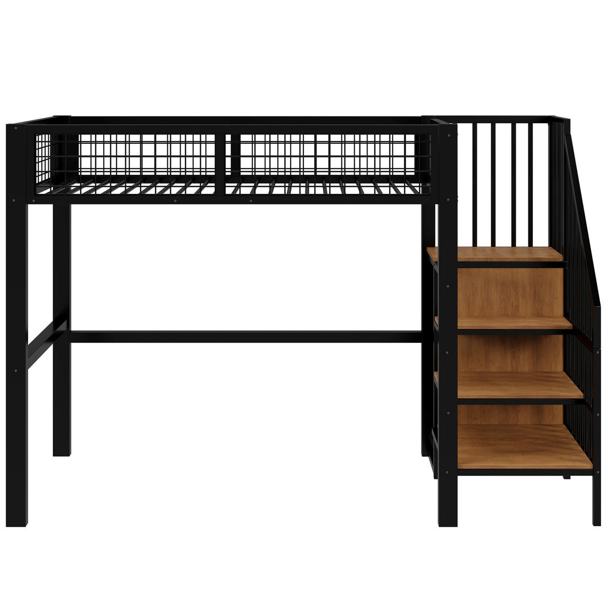 HOCHBETT 90/200 cm aus Metall mit Leiter und Kleiderschrank Schwarz - Schwarz, Metall (90/200cm) - Modenvie