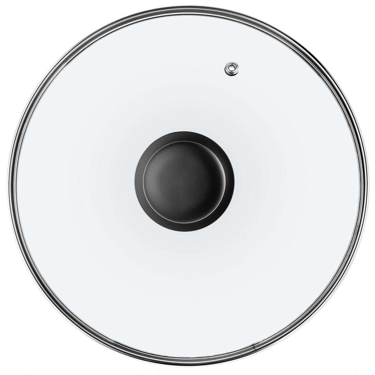 DECKEL mit Schwarz Silikongriff, 20 cm - Transparent, Glas (20cm) - KADAX