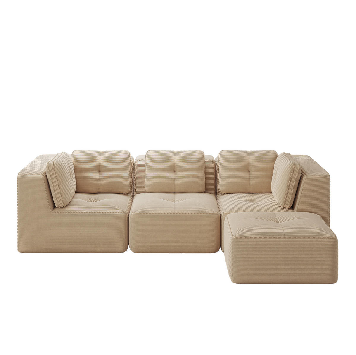 ECKSOFA 297/177/69 cm Beige aus Cord mit modularem Design und breiten Armlehnen - Beige, Textil (177/297cm) - OKWISH