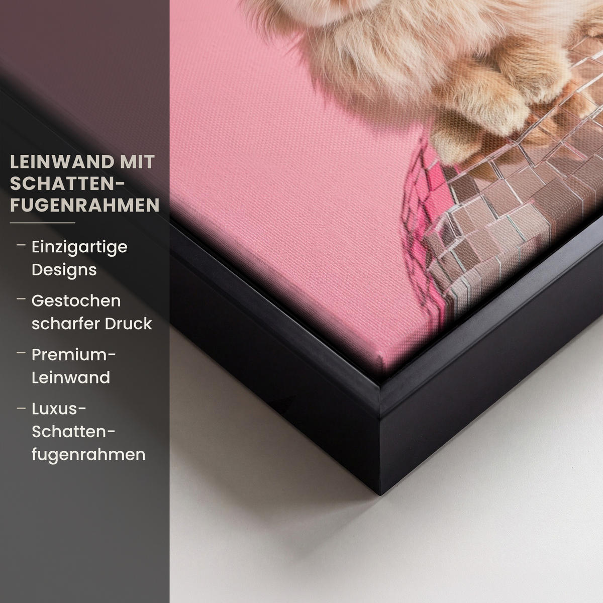 LEINWAND Bilder mit Rahmen - Schleife - Discoball - Kaninchen - 20x20 - Pink, Textil (20/20cm) - MuchoWow