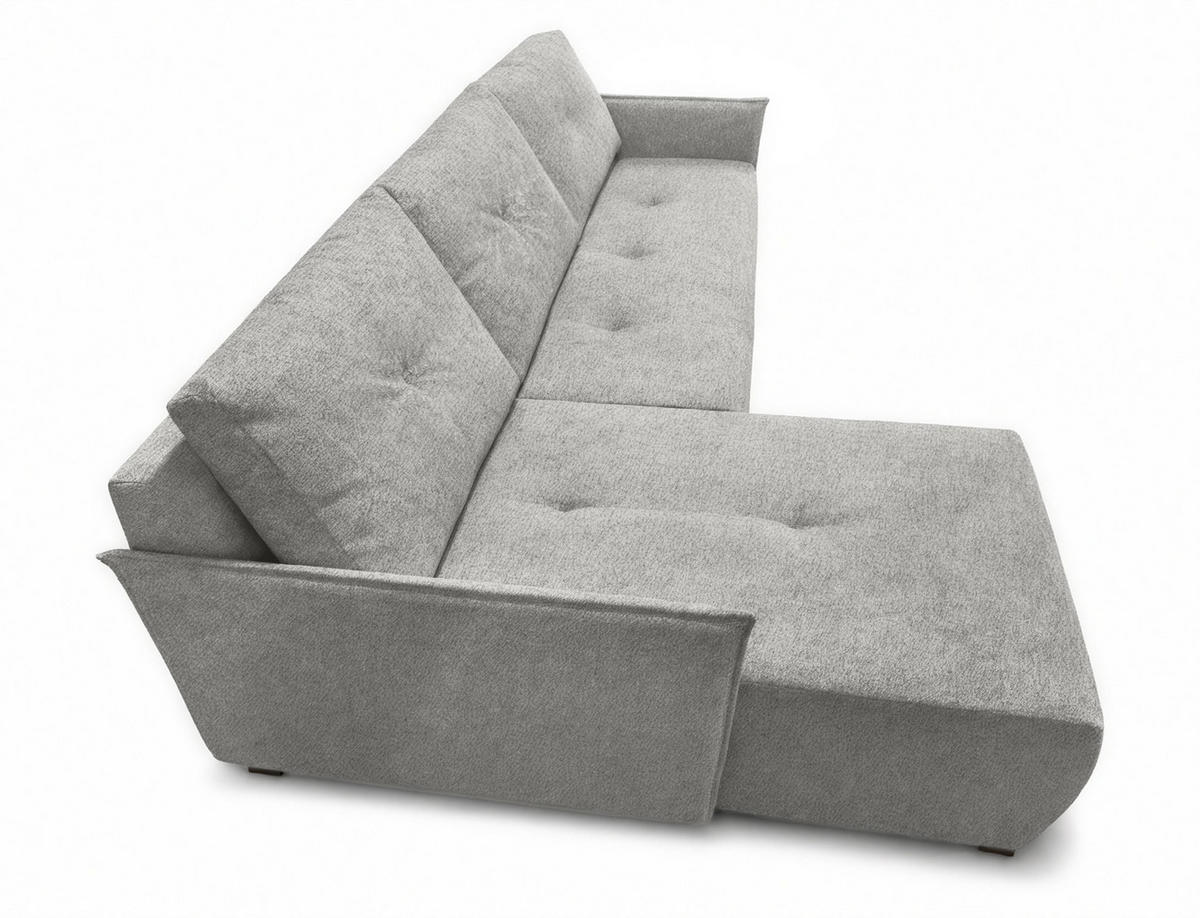 ECKSOFA L Form Damascus Hellgrau 212/143/88 cm Links mit Schlaffunktion - Hellgrau/Schwarz, Kunststoff/Textil (143/212cm) - AX Living