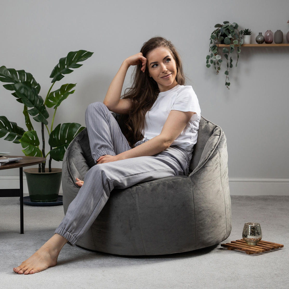 SITZSACK-SESSEL Sirena - Grau, Textil (77/64/74cm) - icon