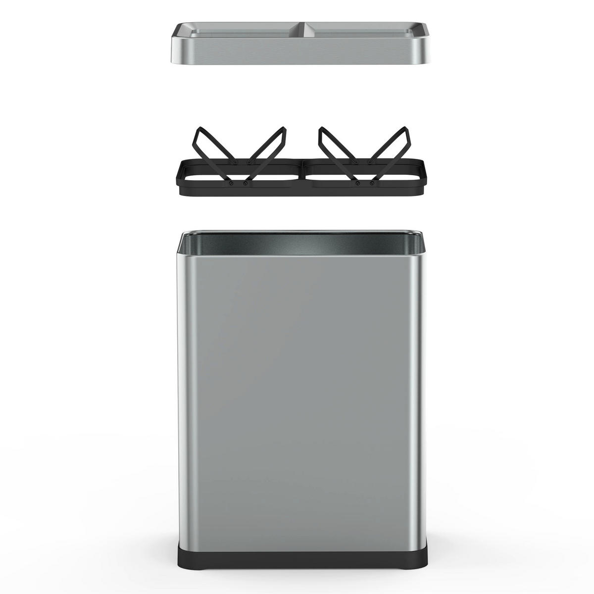 MÜLLEIMER für Mülltrennung mit offenem Deckel TALLIN silber - Silberfarben, Metall (27/65/41cm) - Kitchen Move