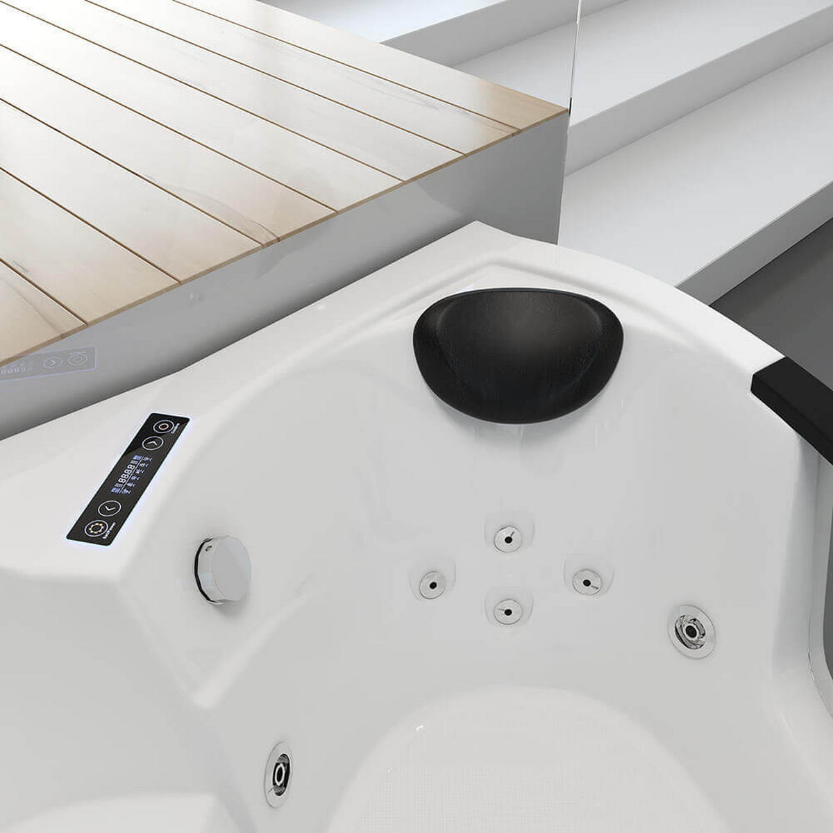 WHIRLPOOL Badewanne mit Lichttherapie LAGUNA L MINI - 135 x 135 cm - Weiß, Keramik (135/65/135cm) - Home Deluxe