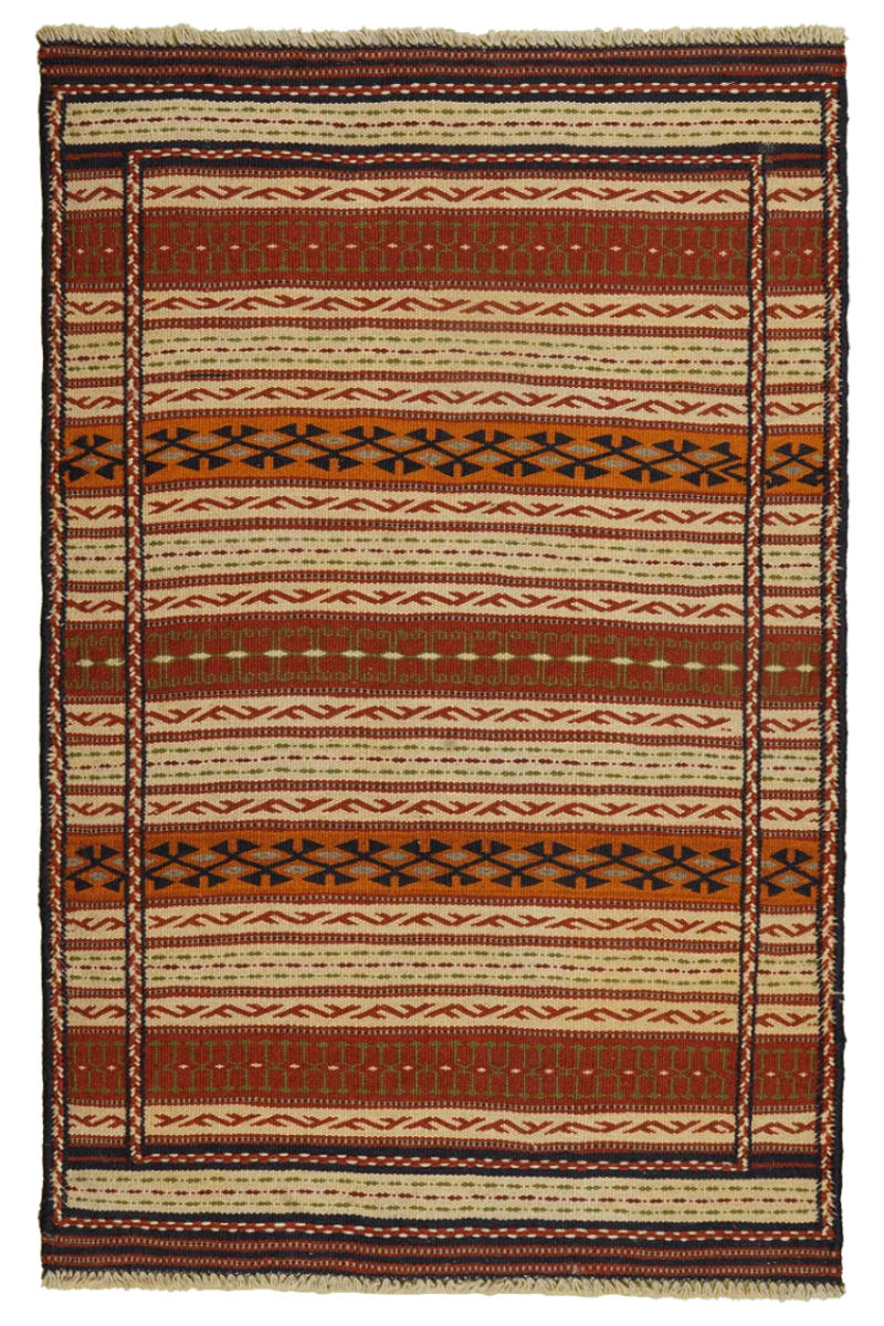HANDWEBTEPPICH Kelim Kordi Mehrfarbig 148/96 cm Schurwolle - Multicolor, Textil (96/148cm) - Looma