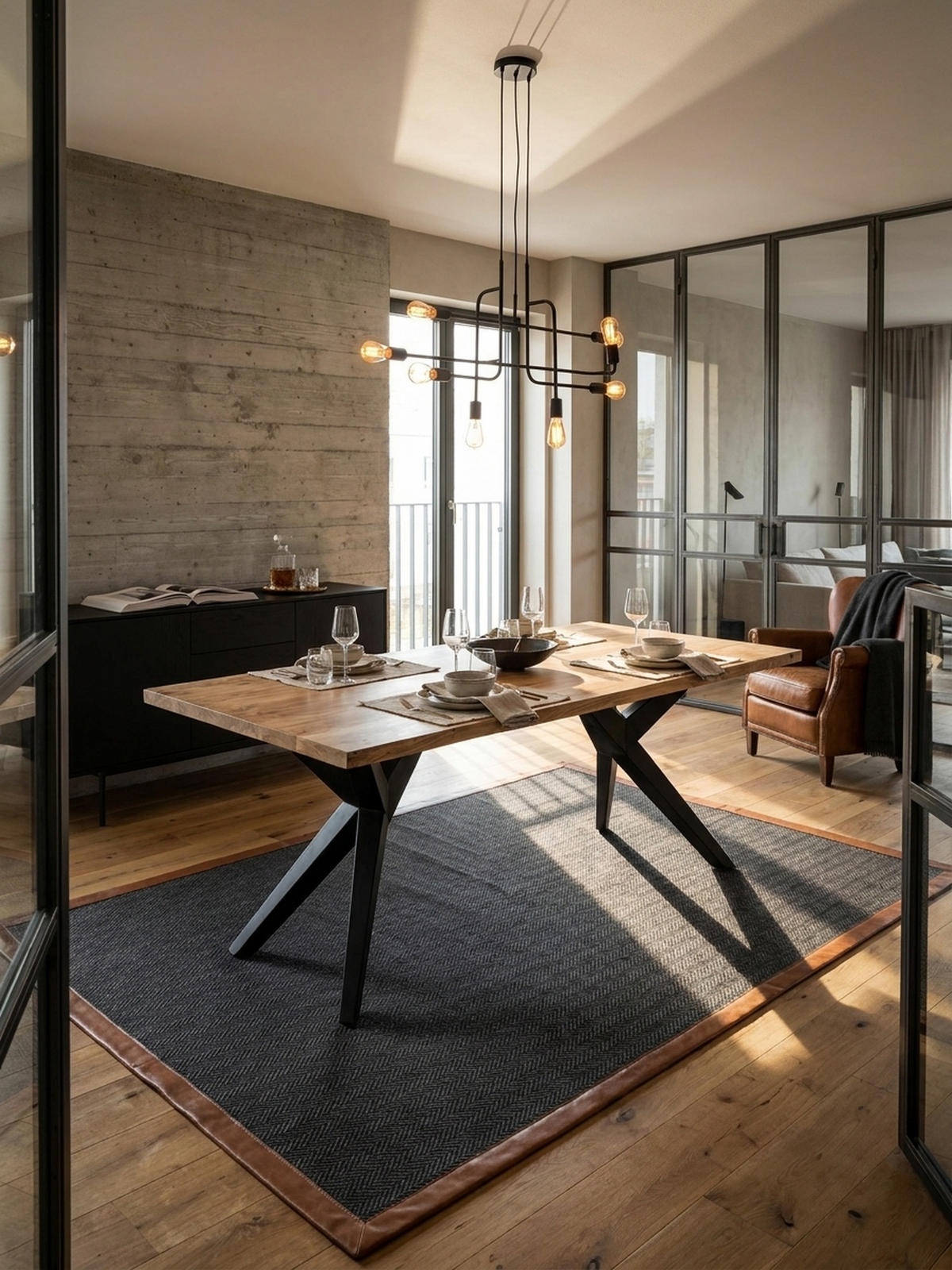 ESSTISCH Massivholz Metall Rechteckig Loft-Stil, Akazie 180x90x76 cm - Schwarz/Akaziefarben, Holz/Metall (90/180/76cm) - KADIMA DESIGN