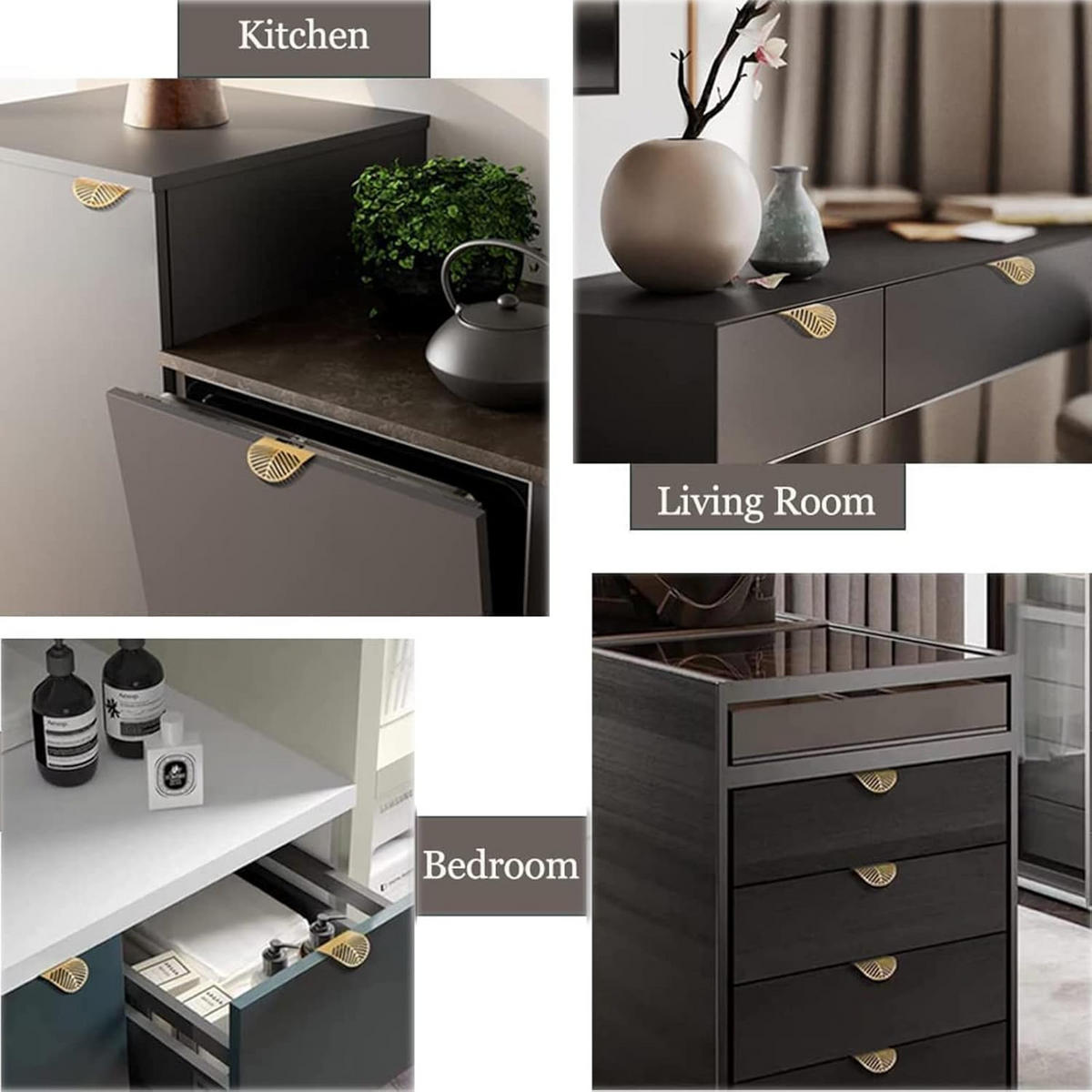 MÖBELGRIFF Gold 4er-Set - Goldfarben, Metall (2.3/4/6cm)