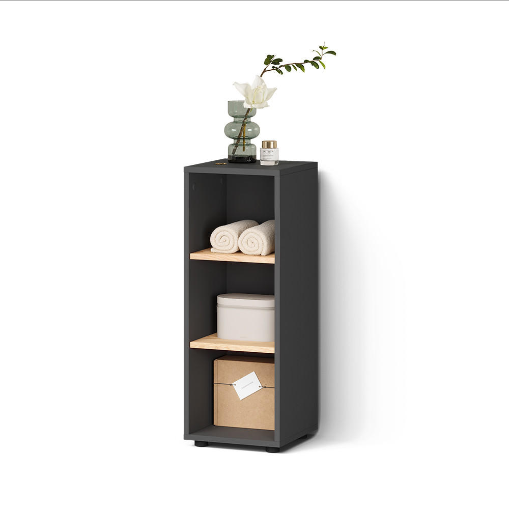 MIDISCHRANK Ronco, Anthrazit/Artisan-Eiche, 30 x 81 cm mit 3 Ablagefächern - Anthrazit/Eiche Artisan, Holzwerkstoff (30/81/30cm) - Livinity®