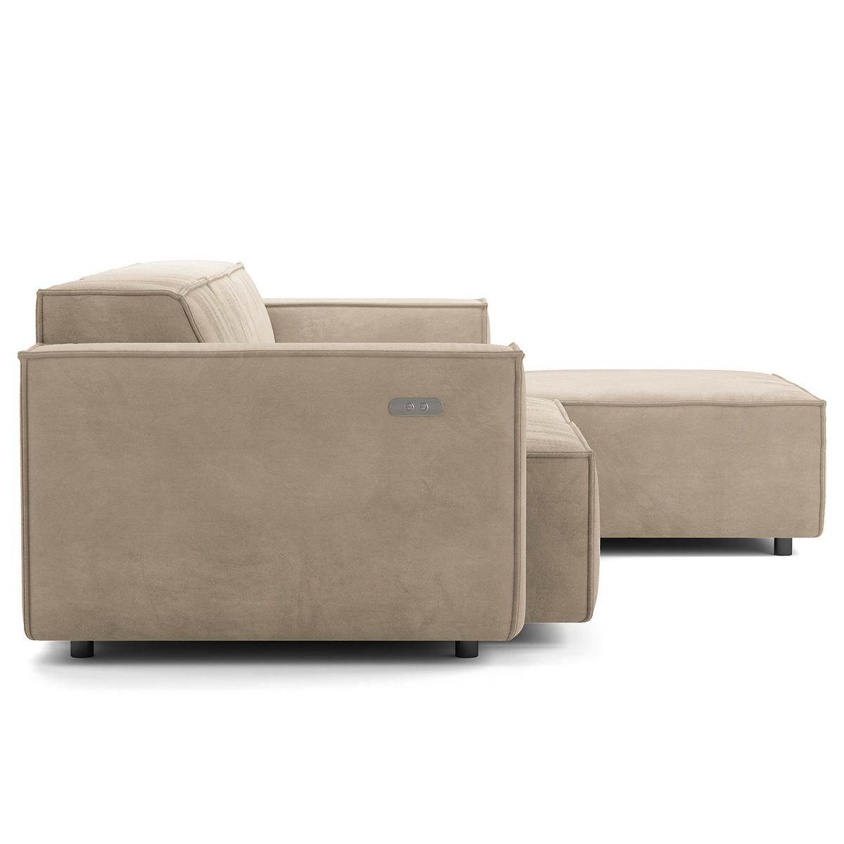 ECKSOFA mit Longchair - Beige/Schwarz, Kunststoff/Textil (260/177cm) - home24