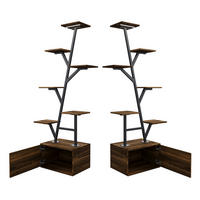 PFLANZENSTÄNDER 2er Set 12 Ebenen LED Wachstumslampe Metall Ecke 140 cm - Braun, Holz (30/140/40cm) - Fortuna Lai